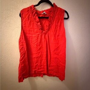 Crown & Ivy Red Sleeveless Ruffle Top